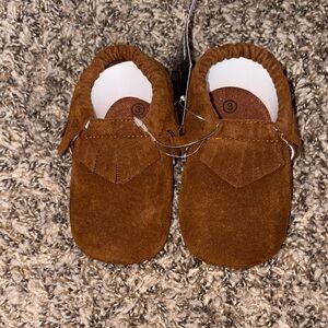 Brown Suede Kids Moccasins